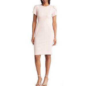 Pre-Owned Light Pink Calvin Klein Tulip Sleeved Sheath Dress